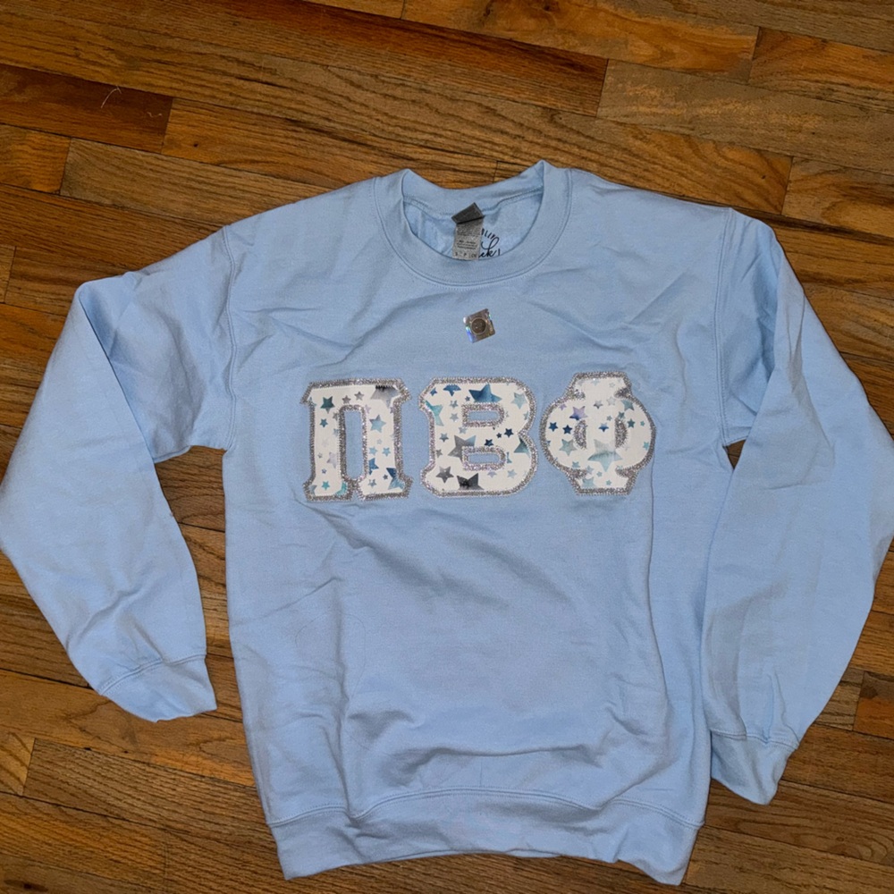 New Without Tags Pi Beta Phi Glitter Stitch Letter Crewneck Size Small
